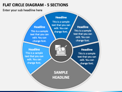 Flat Circle Diagram - 5 Sections PPT Slide 2