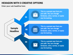 Hexagon with 3 Creative Options PPT Slide 2