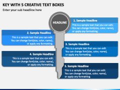 Key with 5 Creative Text Boxes PPT Slide 2