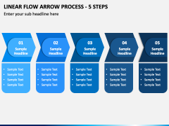 Linear Flow Arrow Process - 5 Steps PPT Slide 2