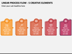 Linear Process Flow - 5 Creative Elements PPT Slide 1