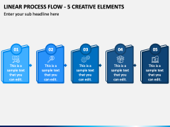 Linear Process Flow - 5 Creative Elements PPT Slide 2