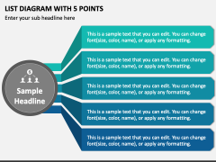 List Diagram with 5 Points PPT Slide 1