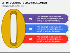 List Infographic - 3 Colorful Elements PPT Slide 1