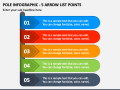 Pole Infographic - 5 Arrow List Points PPT Slide 1
