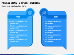 Pros & Cons - 2 Speech Bubbles PPT Slide 2
