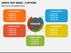 Simple Text Boxes - 5 Options PPT Slide 1