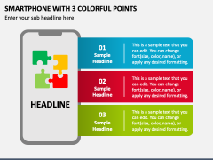 Smartphone with 3 Colorful Points PPT Slide 1