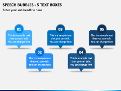 Speech Bubbles - 5 Text Boxes PPT Slide 2