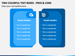 Two Colorful Text Boxes - Pros & Cons PPT Slide 2
