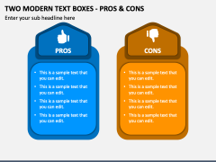 Two Modern Text Boxes - Pros & Cons PPT Slide 1