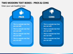 Two Modern Text Boxes - Pros & Cons PPT Slide 2