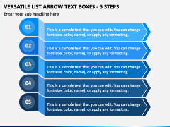 Versatile List Arrow Text Boxes - 5 Steps PPT Slide 2