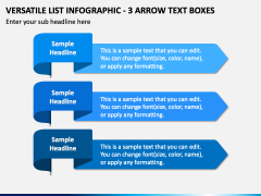Versatile List Infographic - 3 Arrow Text Boxes PPT Slide 2