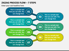 Zigzag Process Flow - 7 Steps PPT Slide 1