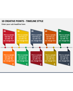 10 Creative Points - Timeline Style PPT Slide 1