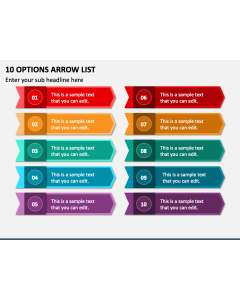 10 Options Arrow List PPT Slide 1