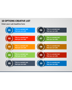 10 Options Creative List PPT Slide 1