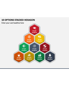 10 Options Stacked Hexagon PPT Slide 1