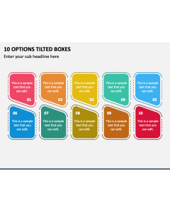 10 Options Tilted Boxes PPT Slide 1