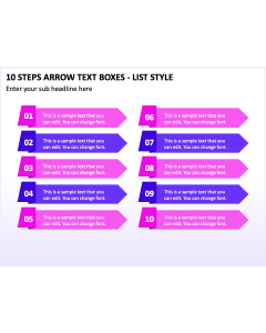 10 Steps Arrow Text Boxes - List Style PPT Thumbnail
