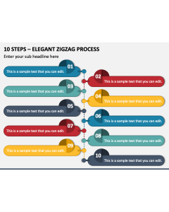 10 Steps - Elegant Zigzag Process PPT Slide 1
