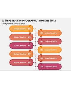 10 Steps Modern Infographic - Timeline Style PPT Slide 1