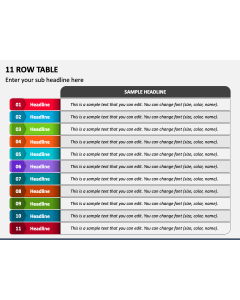 11 Row Table PPT Slide 1