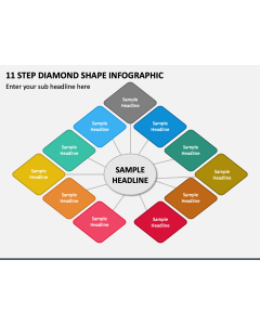 11 Step Diamond Shape Infographic PPT Slide 2