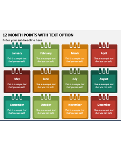 12 Month Points with Text Option PPT Slide 1