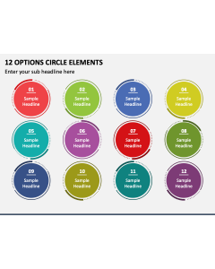 12 Options Circle Elements PPT Slide 1