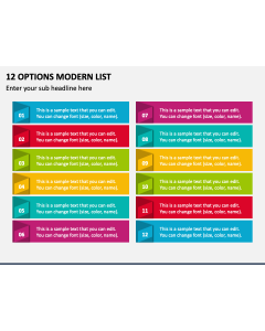 12 Options Modern List PPT Slide 1