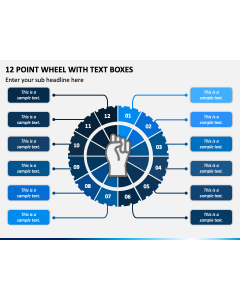 12 Point Wheel with Text Boxes PPT Slide 1