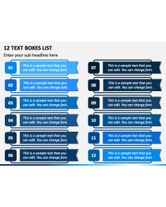12 Text Boxes List PPT Slide 1