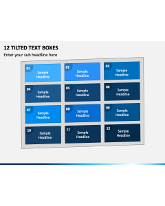 12 Tilted Text Boxes PPT Slide 1
