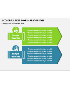 2 Colorful Text Boxes - Arrow Style PPT Slide 1