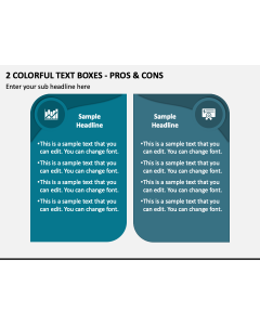 2 Colorful Text Boxes - Pros & Cons PPT Slide 1