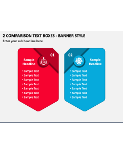 2 Comparison Text Boxes - Banner Style PPT Slide 1