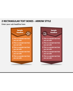 2 Rectangular Text Boxes - Arrow Style PPT Slide 1