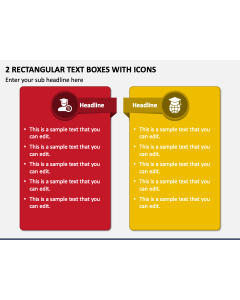 2 Rectangular Text Boxes with Icons PPT Slide 1