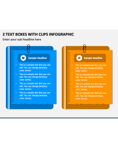 2 Text Boxes with Clips Infographic PPT Slide 1