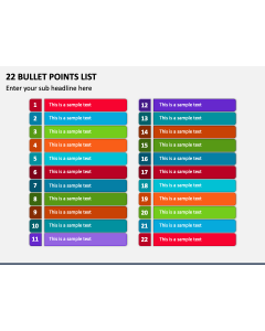 22 Bullet Points List PPT Slide 2