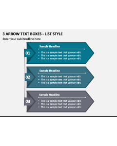 3 Arrow Text Boxes - List Style PPT Slide 1