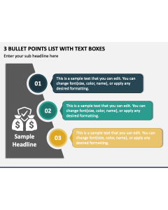 3 Bullet Points List with Text Boxes PPT Slide 1