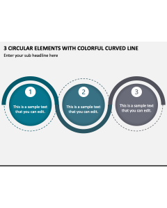 3 Circular Elements with Colorful Curved Line PPT Slide 1
