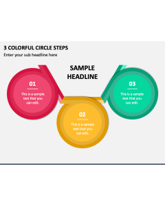 3 Colorful Circle Steps PPT Slide 1