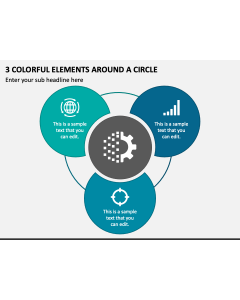 3 Colorful Elements around a Circle PPT Slide 1