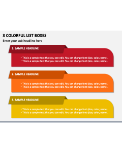 3 Colorful List Boxes PPT Slide 1