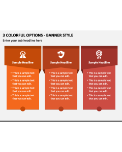 3 Colorful Options - Banner Style PPT Slide 1