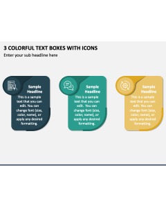 3 Colorful Text Boxes with Icons PPT Slide 1